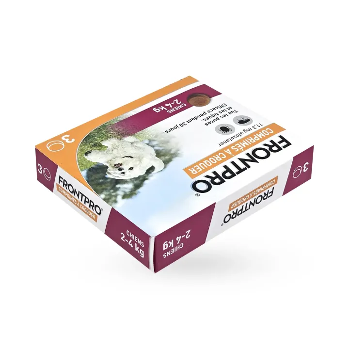 Frontpro 11,3 mg chien 2-4 kg 3 comprimés à croquer - Anti-puces et anti-tiques | Pharmacie en ligne