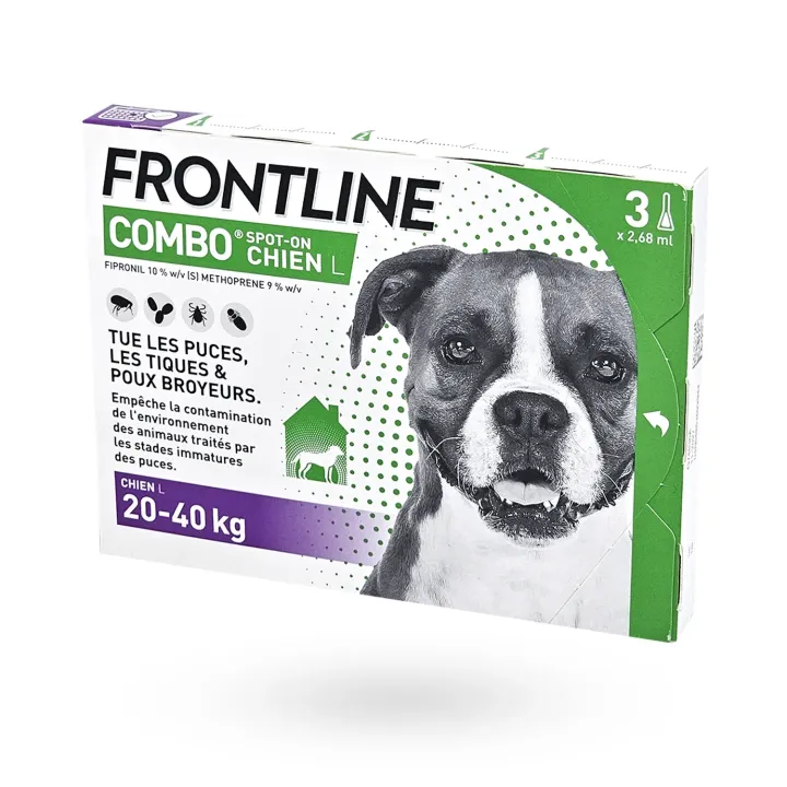 Frontline Combo Spot-on Chien L 20-40 kg 3 pipettes - Anti-puces et tiques chien | Pharmacie en ligne