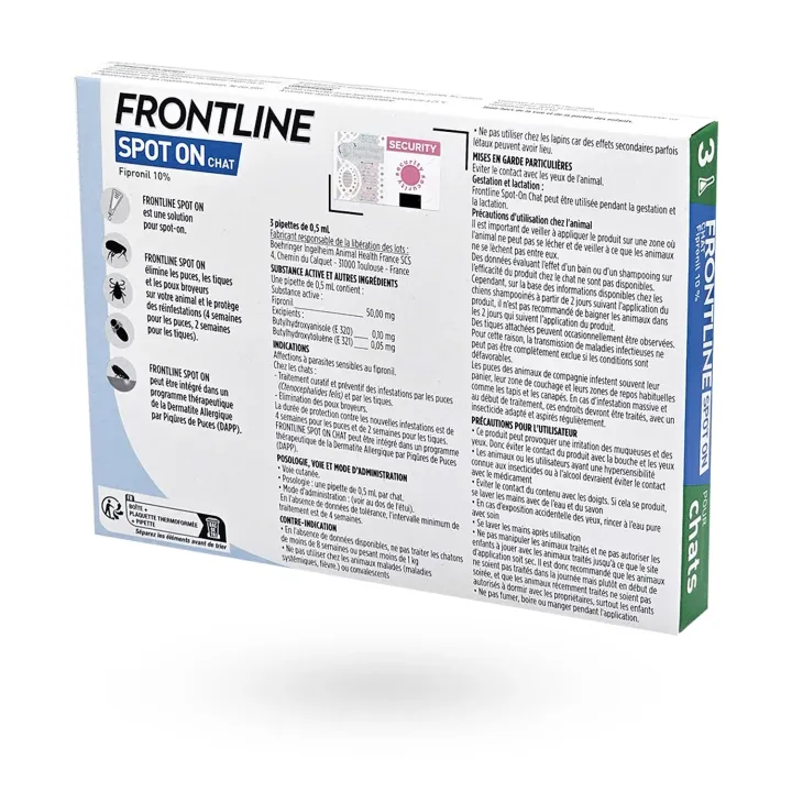 Frontline Spot On Chat 3 ou 6 pipettes - Anti-puces et anti-tiques chat | Pharmacie en ligne