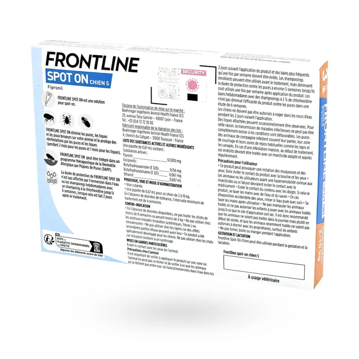 Frontline Spot On Chien S 2-10 kg 3 pipettes - Anti-puces et anti-tiques chien | Pharmacie en ligne