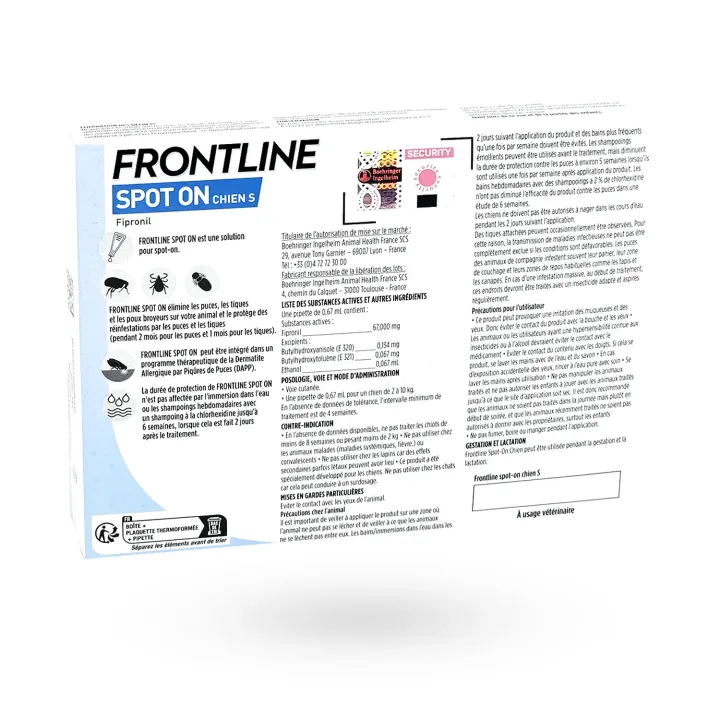 Frontline Spot On Chien S 2-10 kg 3 pipettes - Anti-puces et anti-tiques chien | Pharmacie en ligne