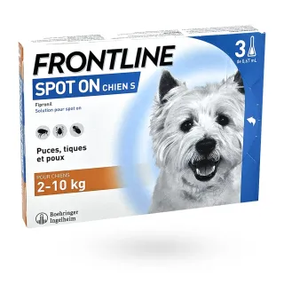 Frontline Spot On Chien S 2-10 kg 3 pipettes antiparasitaires