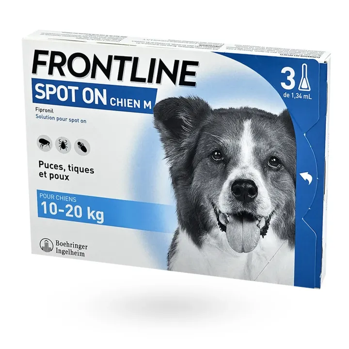 Frontline Spot On Chien M 10-20 kg 3 pipettes - Anti-puces et anti-tiques chien | Pharmacie en ligne