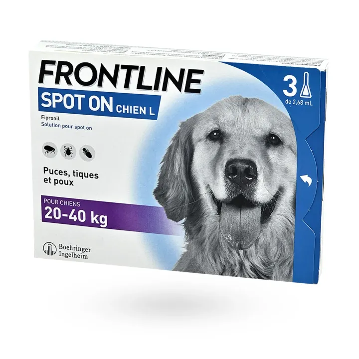Frontline Spot On Chien L 20-40 kg 3 pipettes - Anti-puces et anti-tiques chien | Pharmacie en ligne