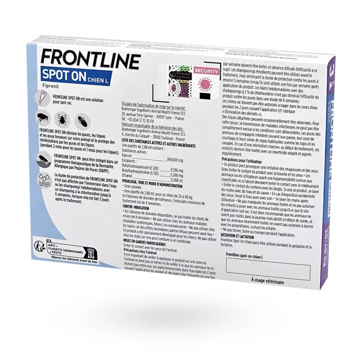 Frontline Spot On Chien L 20-40 kg 3 pipettes - Anti-puces et anti-tiques chien | Pharmacie en ligne