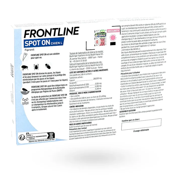 Frontline Spot On Chien L 20-40 kg 3 pipettes - Anti-puces et anti-tiques chien | Pharmacie en ligne