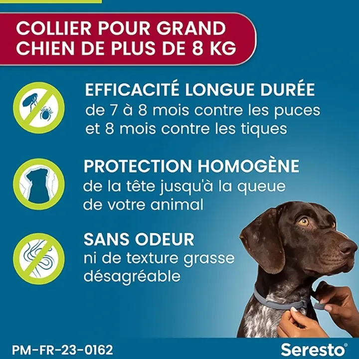 Seresto collier anti-puces grands chiens 70 cm propriétés