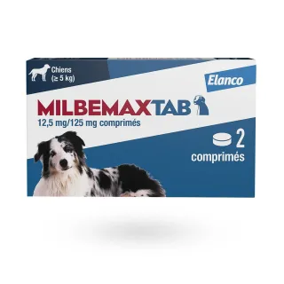 MilbemaxTab chiens 12,5 mg/125 mg 2 comprimés