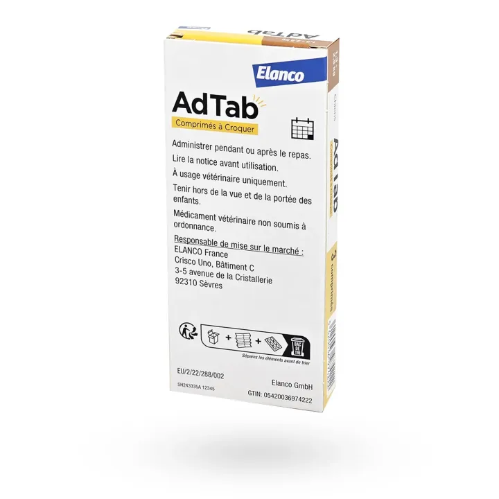 AdTab chien 1,3-2,5 kg – Antiparasitaire puces et tiques en comprimé à croquer | Pharmacie en ligne