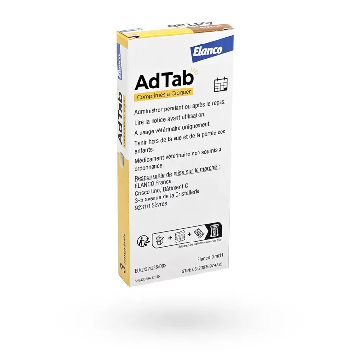 AdTab chien 1,3-2,5 kg – Antiparasitaire puces et tiques en comprimé à croquer | Pharmacie en ligne