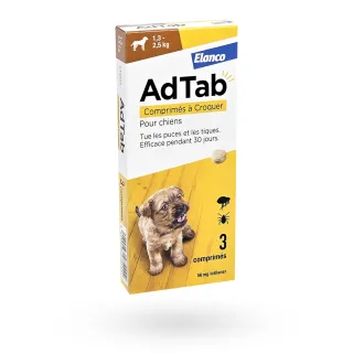 AdTAb comprimés à croquer antiparasitaires pour chiens | 1,3/2,5 kg