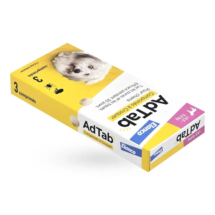 AdTab chien 2,5 à 5,5 kg – Antiparasitaire oral puces et tiques | Pharmacie en ligne