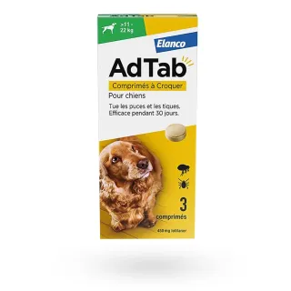 AdTAb comprimés à croquer antiparasitaires pour chiens | 11/22 kg