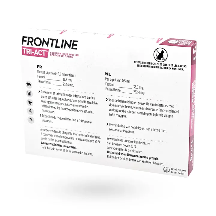 Frontline Tri-Act Chien 2-5 kg 3 pipettes – Anti-puces, tiques et moustiques | Pharmacie en ligne