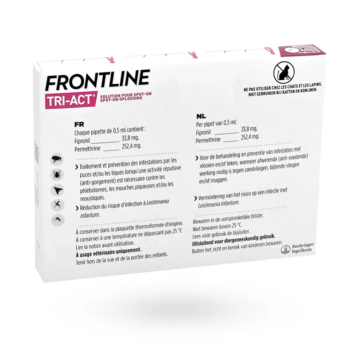 Frontline Tri-Act Chien 2-5 kg 3 pipettes – Anti-puces, tiques et moustiques | Pharmacie en ligne