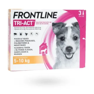 Frontline Tri-Act solution pour spot-on Chiens 5-10 kg 3 pipettes