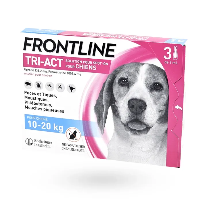 Frontline Tri-Act Chien 10-20 kg 3 pipettes – Pipette anti-puces et tiques | Pharmacie en ligne