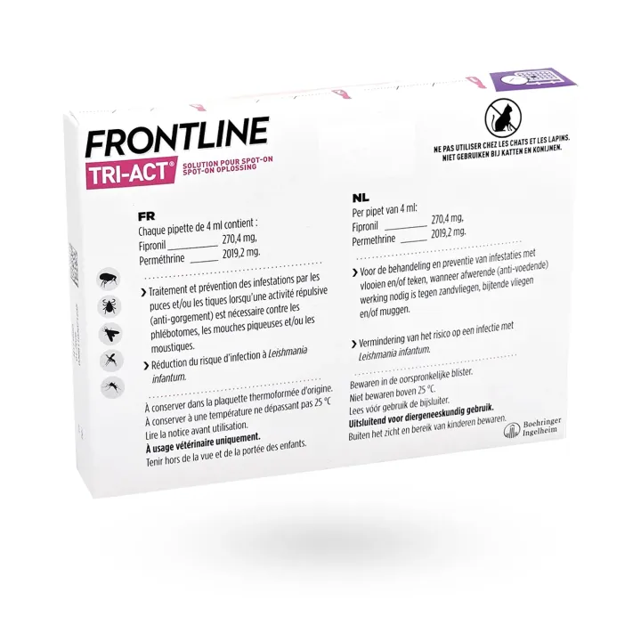 Frontline Tri-Act Chien 20-40 kg 3 pipettes – Antiparasitaire spot-on complet | Pharmacie en ligne