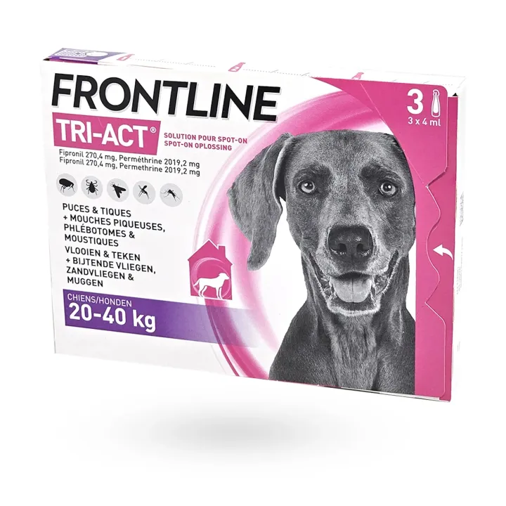 Frontline Tri-Act Chien 20-40 kg 3 pipettes – Antiparasitaire spot-on complet | Pharmacie en ligne