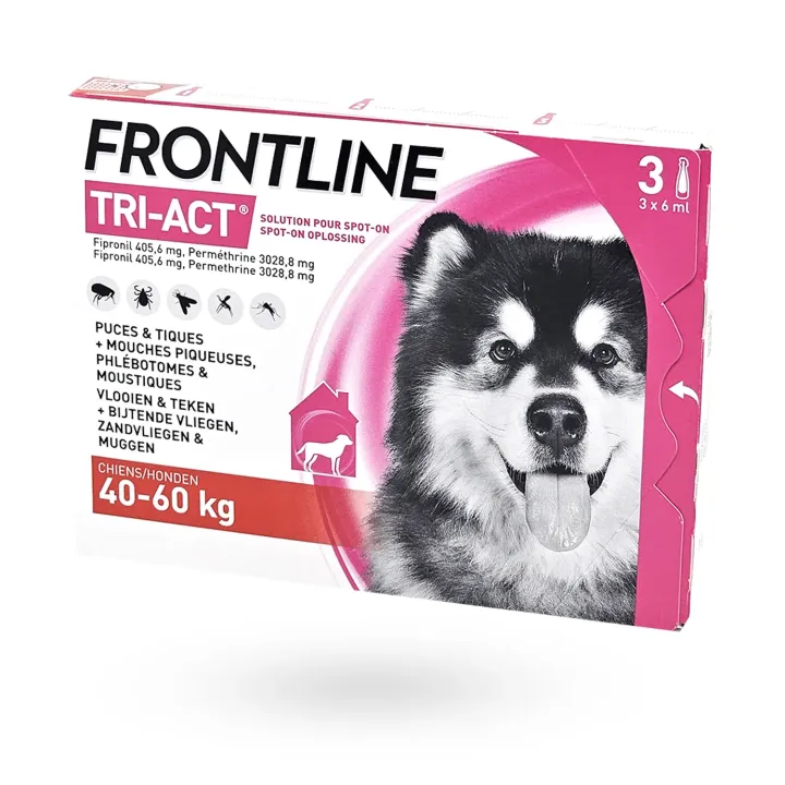Frontline Tri-Act Chien 40-60 kg 3 pipettes – Anti-puces, tiques et insectes piqueurs | Pharmacie en ligne