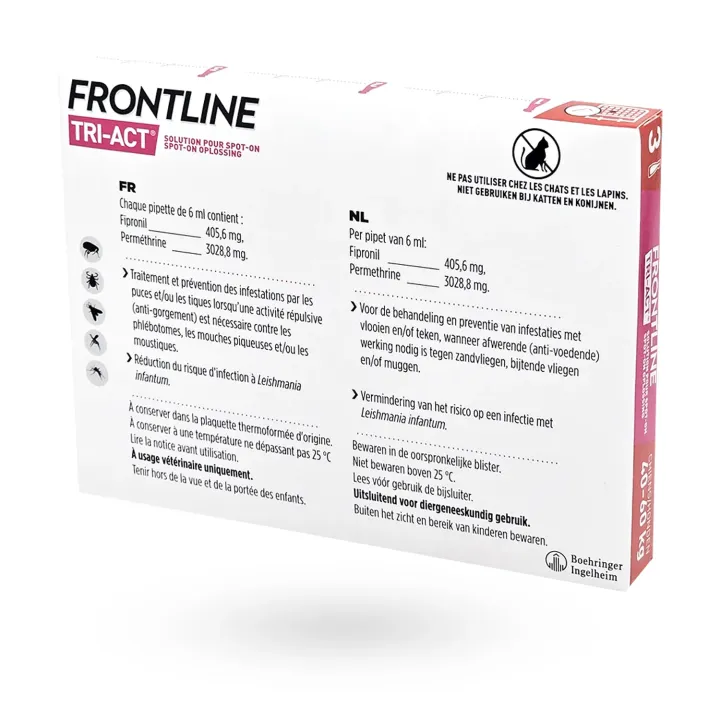 Frontline Tri-Act Chien 40-60 kg 3 pipettes – Anti-puces, tiques et insectes piqueurs | Pharmacie en ligne