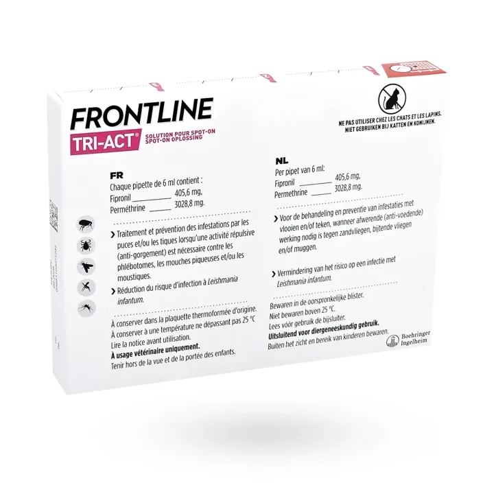 Frontline Tri-Act Chien 40-60 kg 3 pipettes – Anti-puces, tiques et insectes piqueurs | Pharmacie en ligne