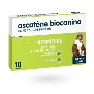 Biocanina Ascatène 400 mg vermifuge chiens et chats 10 comprimés