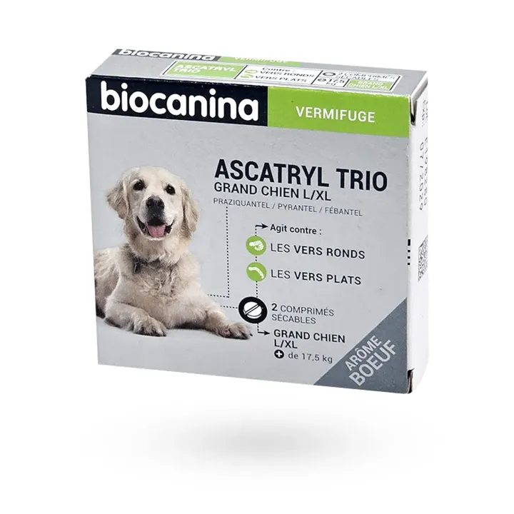 Ascatryl Trio vermifuge grand chien 2 comprimés - Biocanina | Pharmacie en ligne