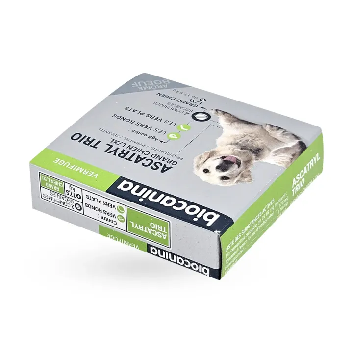 Ascatryl Trio vermifuge grand chien 2 comprimés - Biocanina | Pharmacie en ligne