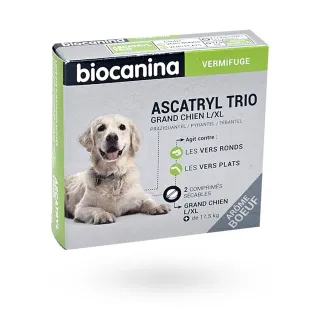 Ascatryl Trio vermifuge grand chien L|XL Biocanina 2 comprimés