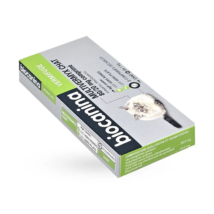 Multivermyx Chat 80/20 mg Biocanina 2 comprimés - Vermifuge chat | Pharmacie en ligne