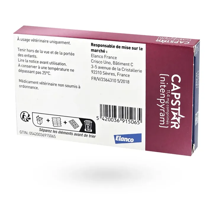 Capstar chat 11,4 mg anti-puces 6 comprimés – Comprimé puces chat à action rapide | Pharmacie en ligne