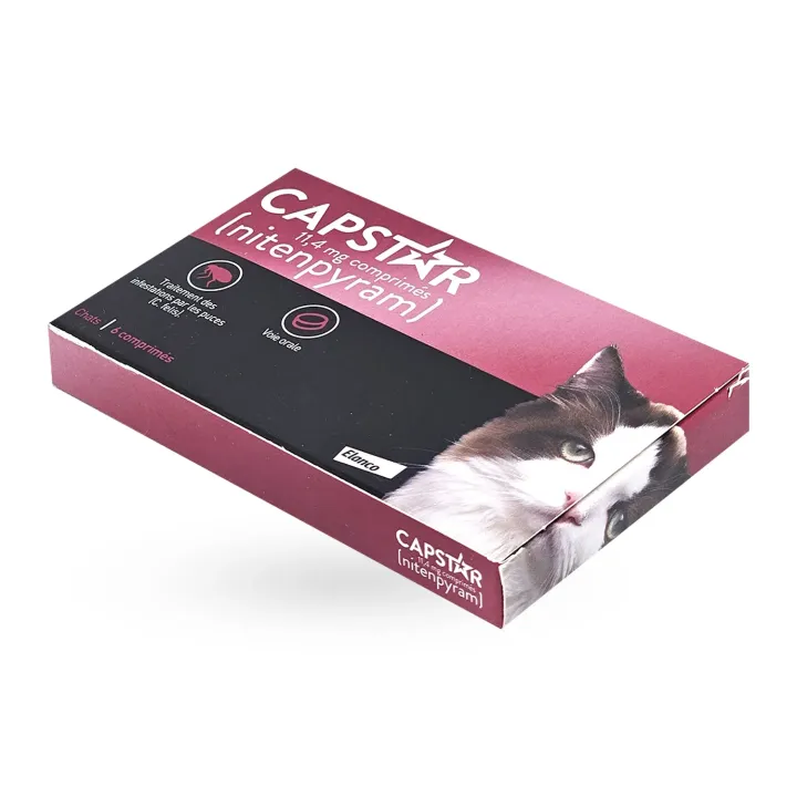 Capstar chat 11,4 mg anti-puces 6 comprimés – Comprimé puces chat à action rapide | Pharmacie en ligne