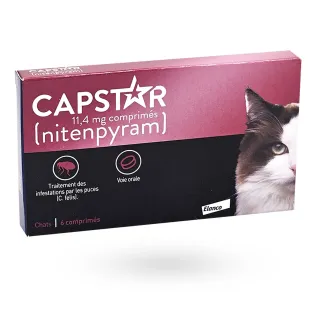 Capstar chat 11,4 mg nitenpyram anti-puces 6 comprimés