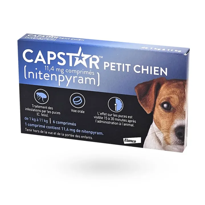 Capstar petit chien 11,4 mg anti-puces 6 comprimés – Anti-puces chien 1 à 11 kg | Pharmacie en ligne