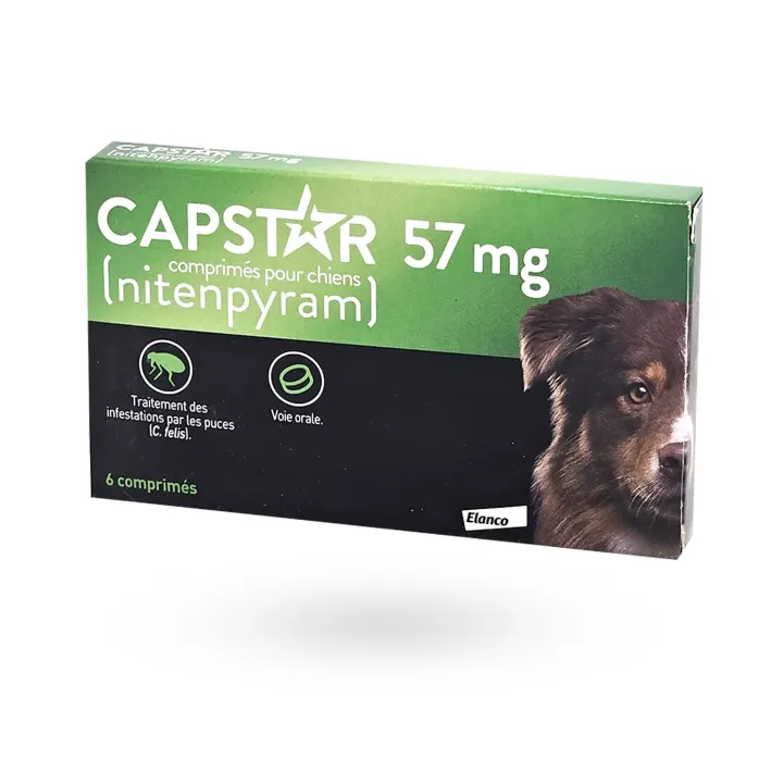 Capstar chien 57 mg anti-puces 6 comprimés – Comprimé anti-puces chien 11 kg | Pharmacie en ligne