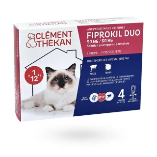 Fiprokil Duo Clément Thékan solution pour spot-on chat 4 pipettes