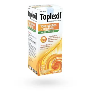 Toplexil sirop sans sucre toux sèches irritatives 150 ml