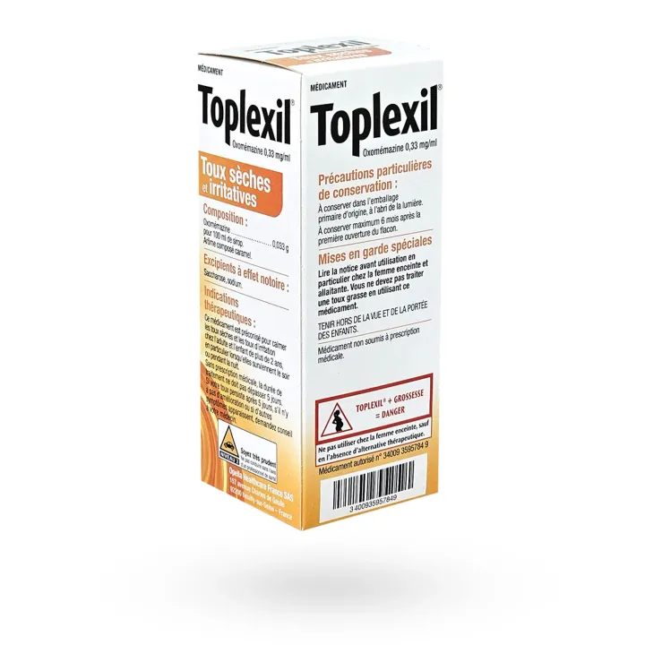 Toplexil Sirop Toux Sèche 0,33 mg/ml (Oxomémazine) | Pharmacie en ligne