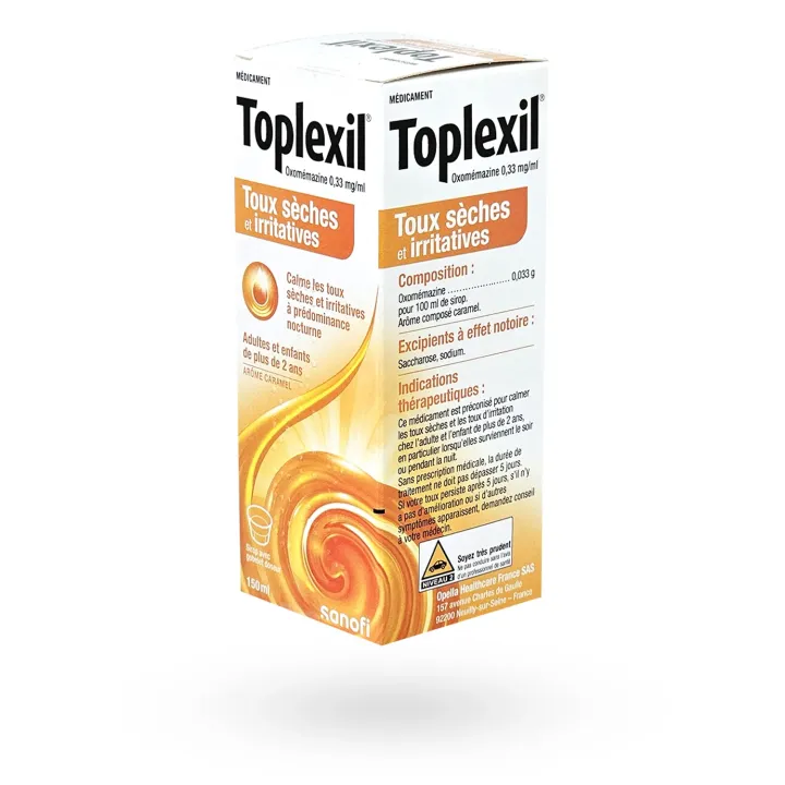Toplexil Sirop Toux Sèche 0,33 mg/ml (Oxomémazine) | Pharmacie en ligne