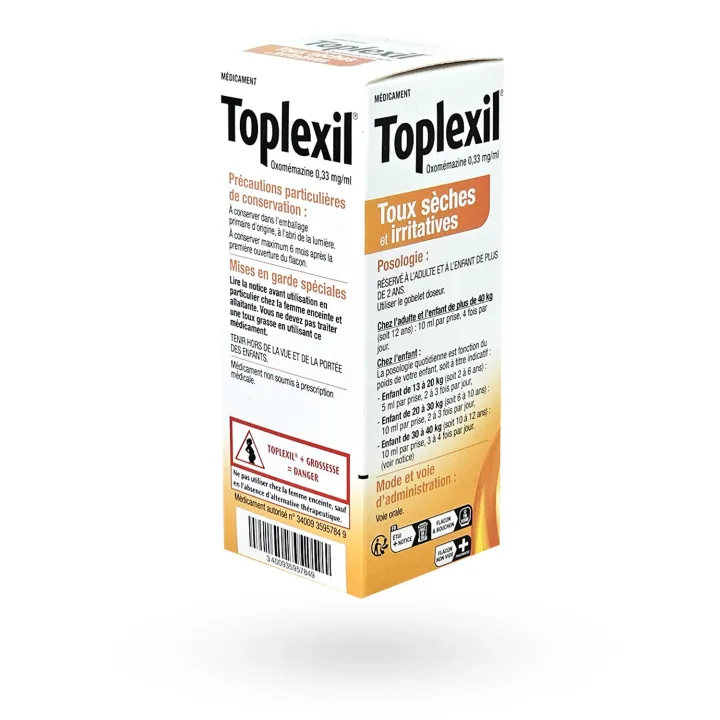Toplexil Sirop Toux Sèche 0,33 mg/ml (Oxomémazine) | Pharmacie en ligne