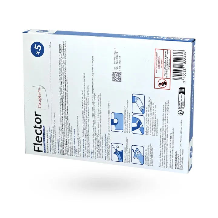 Flector Tissugel EP 1 % 5 emplâtres - Entorse, tendinite et douleur locale | Pharmacie en ligne