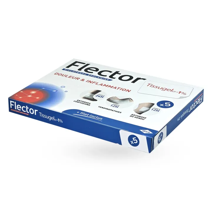 Flector Tissugel EP 1 % 5 emplâtres - Entorse, tendinite et douleur locale | Pharmacie en ligne
