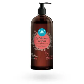 Gel douche surgras 3 en 1 Wellpharma | Pêche des tropiques 1 litre