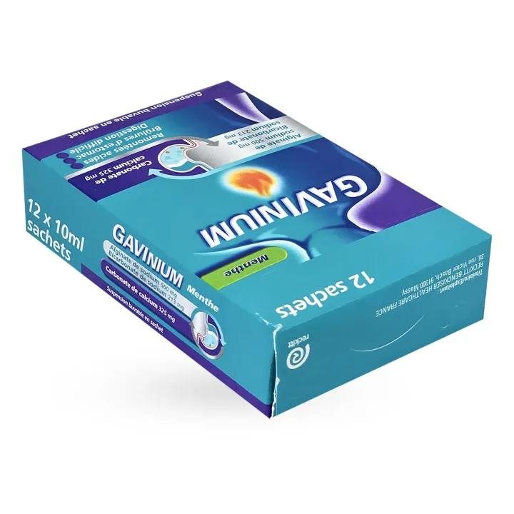 Gavinium menthe suspension buvable 12 ou 24 sachets | Reflux et brûlures d’estomac