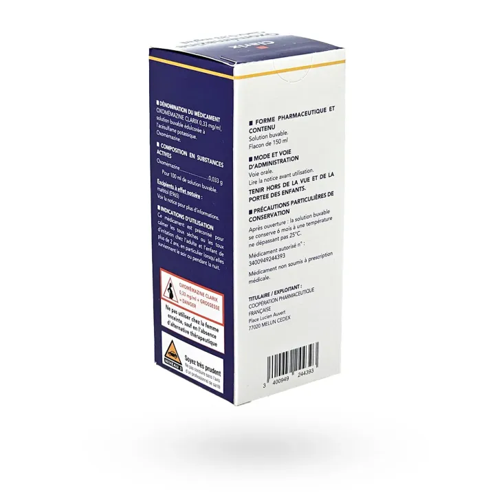Oxomémazine Clarix 0,33 mg/ml 150 ml - Sirop toux sèche | Pharmacie en ligne