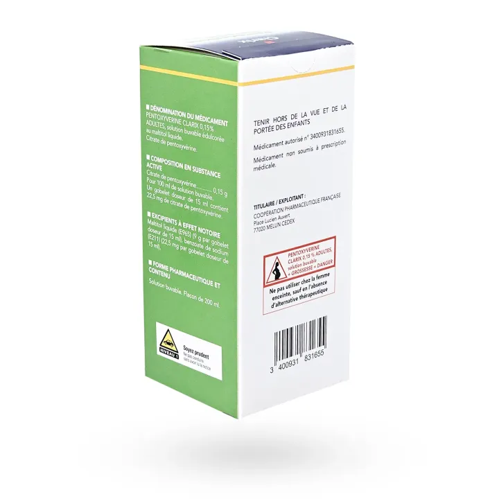 Clarix Toux Sèche sirop adulte - Pentoxyvérine 0,15 % | Pharmacie en ligne