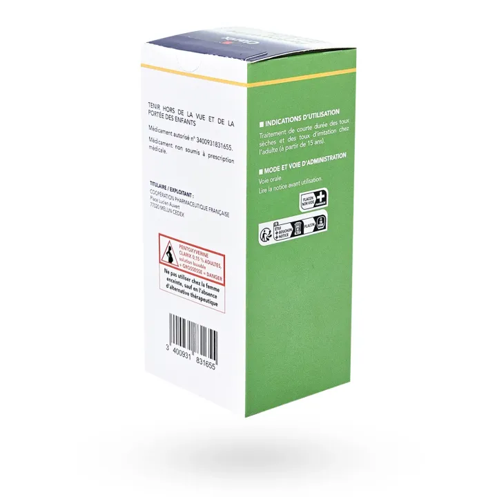 Clarix Toux Sèche sirop adulte - Pentoxyvérine 0,15 % | Pharmacie en ligne