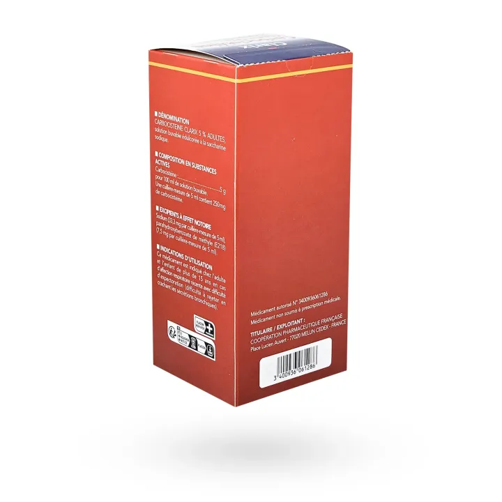 Clarix Expectorant Carbocistéine 5 % Adultes sans sucre | Pharmacie en ligne