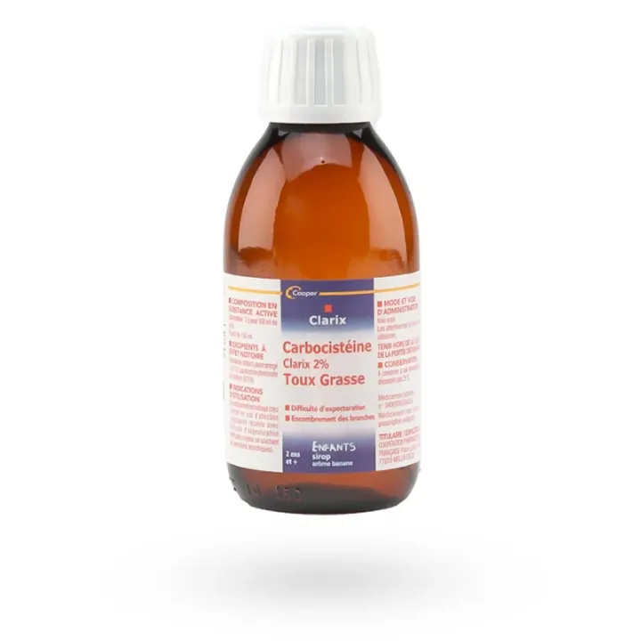 Clarix Expectorant Carbocistéine 2 % Enfants sirop 150 ml | Pharmacie en ligne